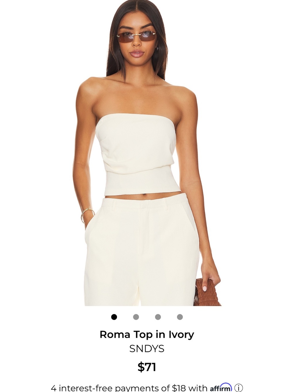 SNDYS Roma Strapless Top in Ivory